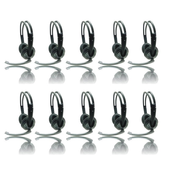 iMicro 10 Pack SP-IMME282 Wired USB Headphones with Microphone and Volume Control