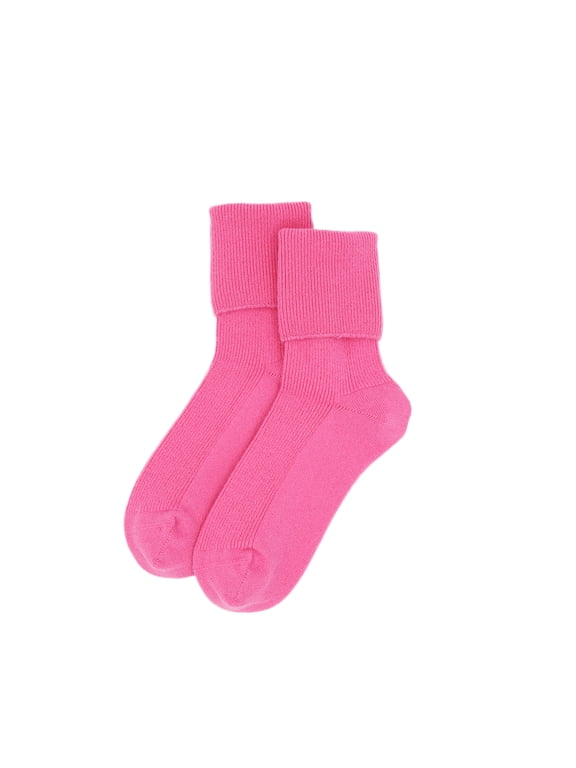 100% Pure Merino Wool Women Ladies Men Bed Socks, Seamless Toes Sewed by Hand(Pink)