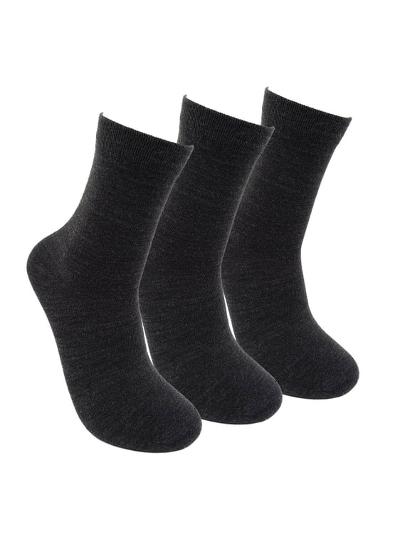 3 Pairs Merino Wool Dralon Women Men Man Warm Casual Sweat absorption Dress Socks (3 Pairs, Dark Grey, 7-12)