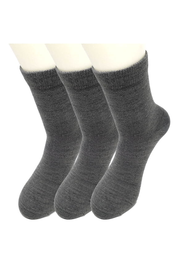 3 Pairs Merino Wool Dralon Women Men Man Warm Casual Sweat absorption Dress Socks (3 Pairs, Light Grey, 7-12)