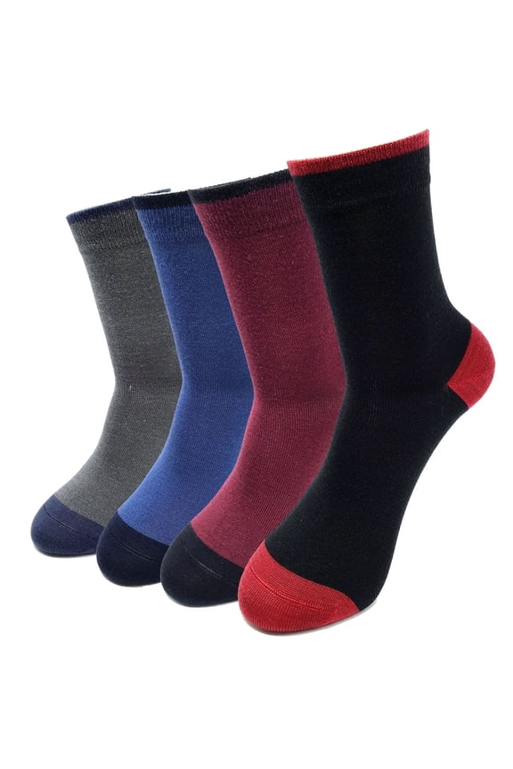 4 Pairs Mercerized Merino Wool Women Woman Men Man Thin Breathable Dress Casual Socks (4 Pairs, mix Black/Blue/Red/Grey, US 7-12)