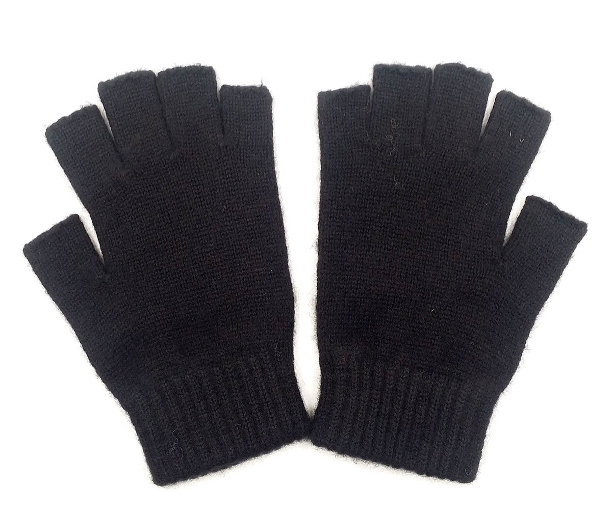 2 Pairs Fingerless Gloves Half Finger Mittens Winter Solid Color