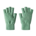 thumbnail image 1 of iMongol Pure Wool Mens Half Fingers Mid Fingerless Gloves Mittens For Women Men (Green), 1 of 2