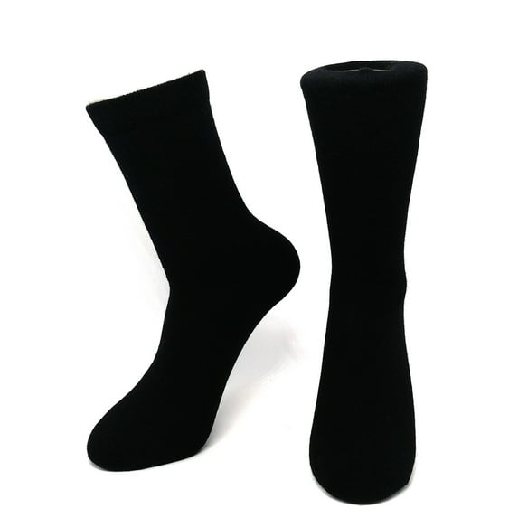 iMongol Women Men Unisex Pure Merino Wool Crew Mid Calf Causal Socks, Smooth Toes and Heel Sewed by Handwork (US 5-10, Black)