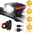 thumbnail image 1 of Imountek 10000lm Bike Headlight USB Rechargeable LED Bicycle Front Light Rear Tail Light with 130dB Loud Horn for Night Riding, Black, 1 of 9
