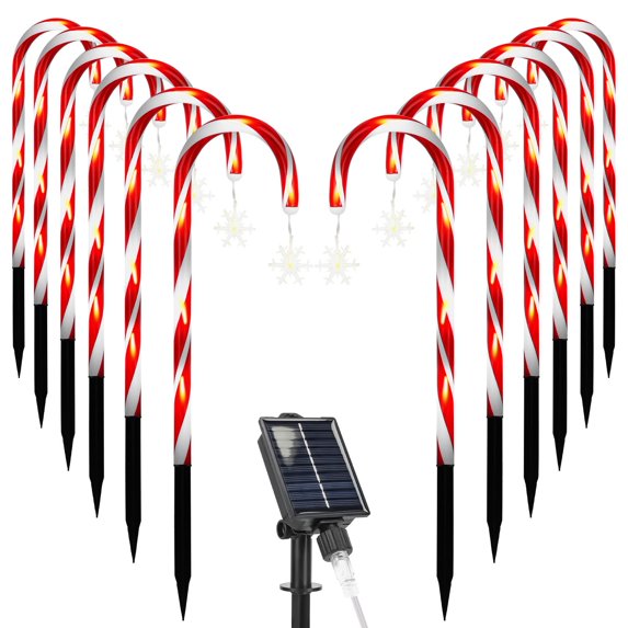 iMounTEK 12 Pack Solar Candy Cane Lights Outdoor Christmas Decorations, 8 Modes Xmas Decorations for Garden Yard Decor Holiday Gift