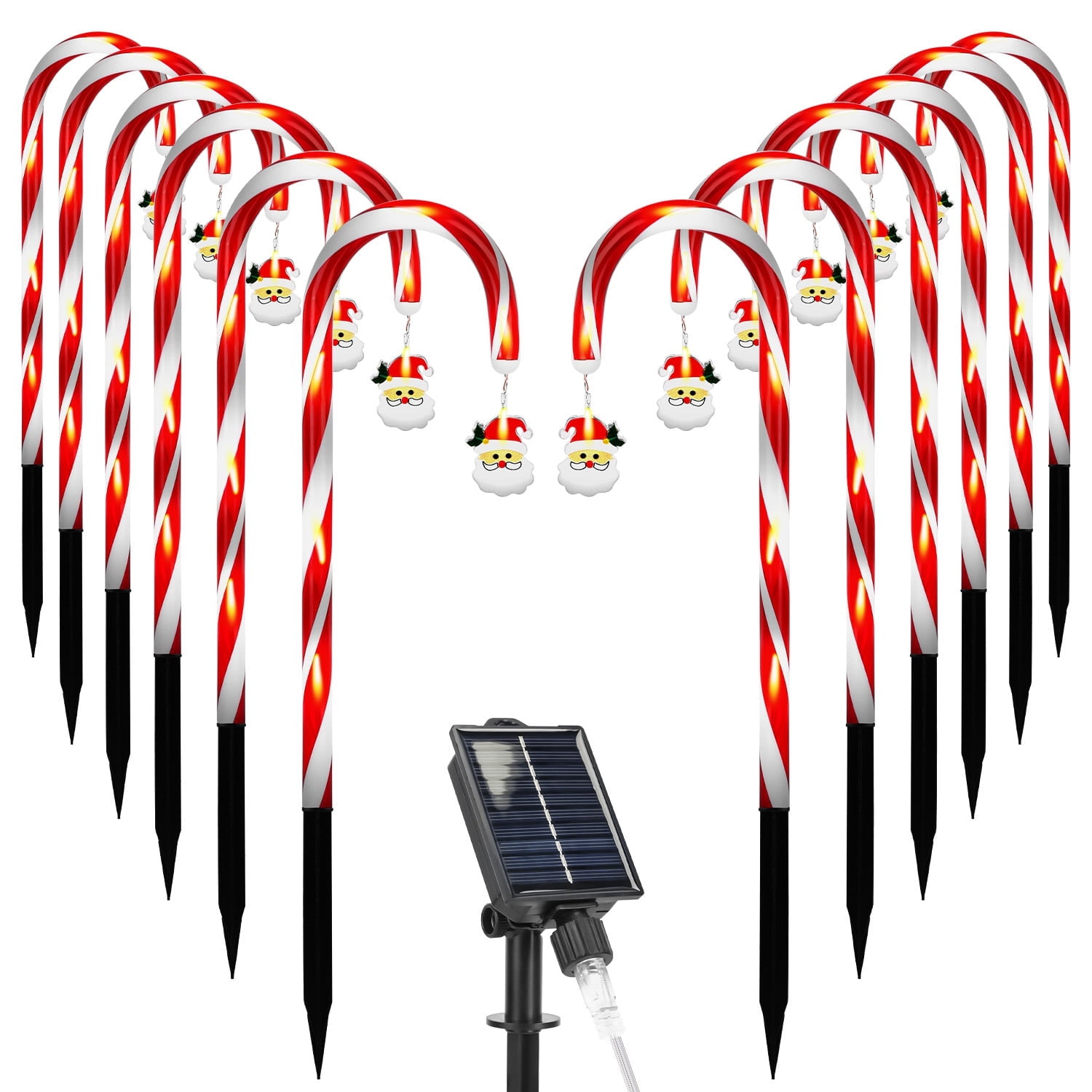 iMounTEK 12 Pack Solar Candy Cane Lights Outdoor Christmas Decorations ...