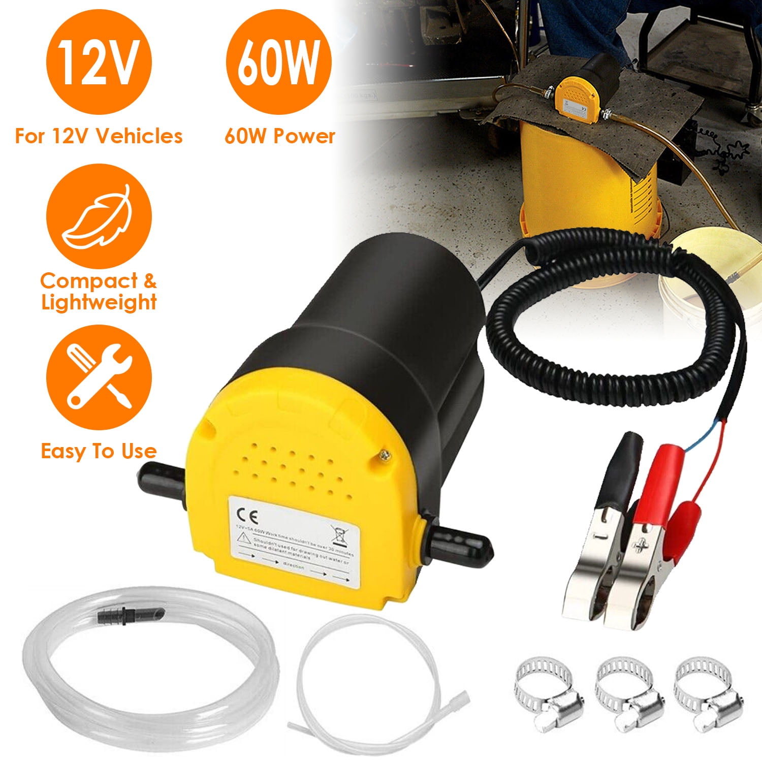 iMounTEK 12V 60W Oil Change Pump Oil Diesel Fluid Extractor Oil Quick Changer for Boat Tubes Truck RV ATV