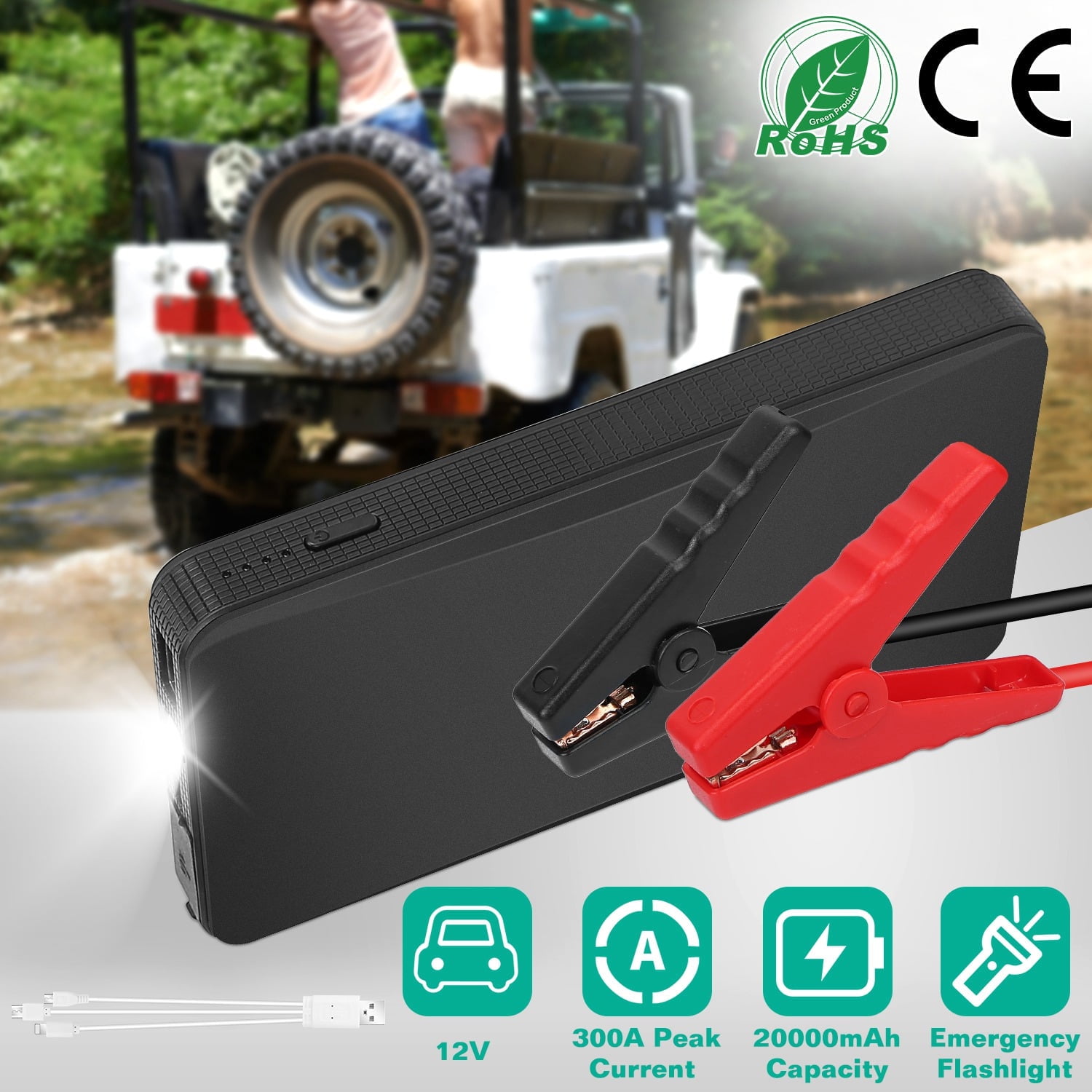iMounTEK 12V Car Jumper Starter 400A Peak 20000mAh Battery Charger Power Bank