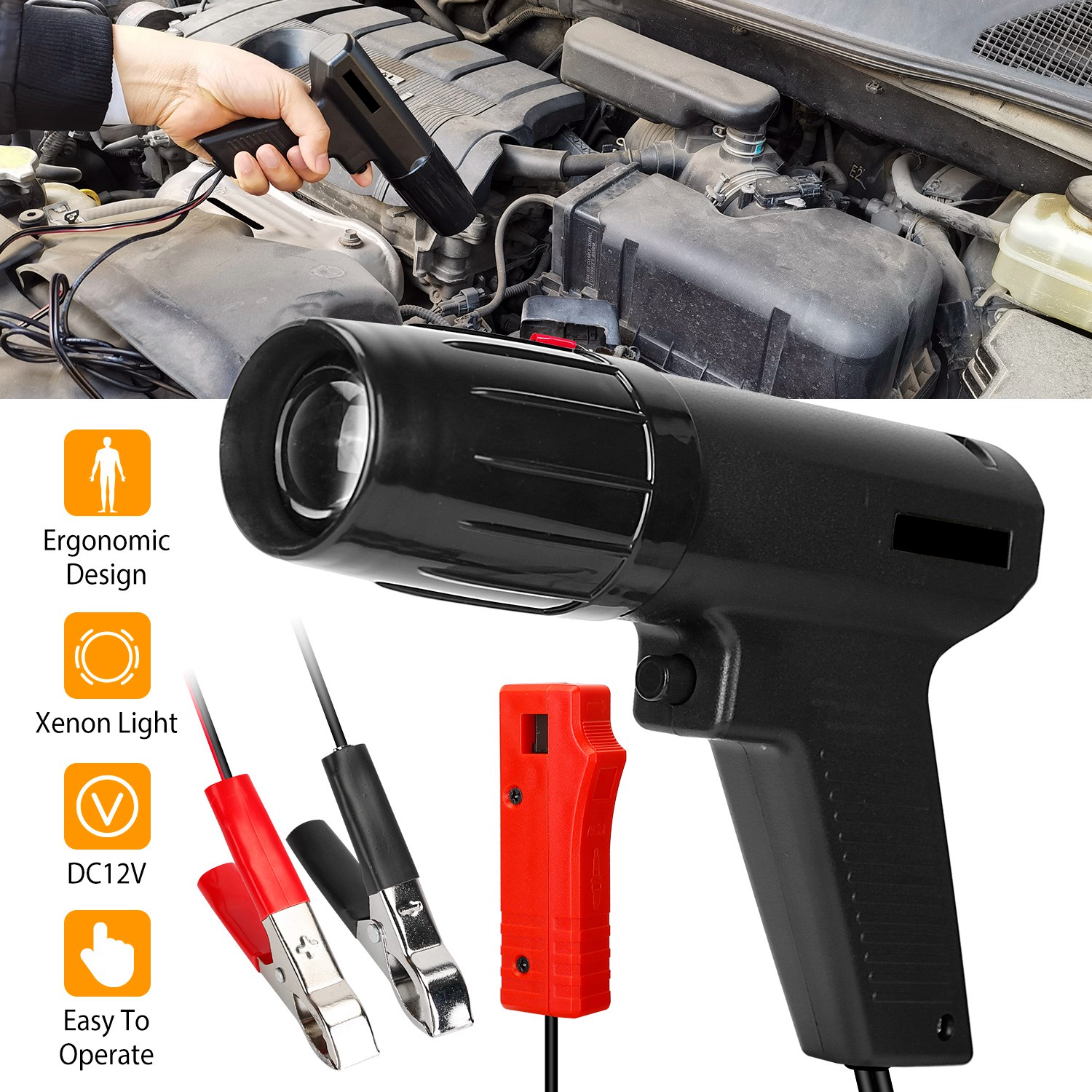 iMounTEK 12V Engine Ignition Timing Light Strobe Inductive Lamp with