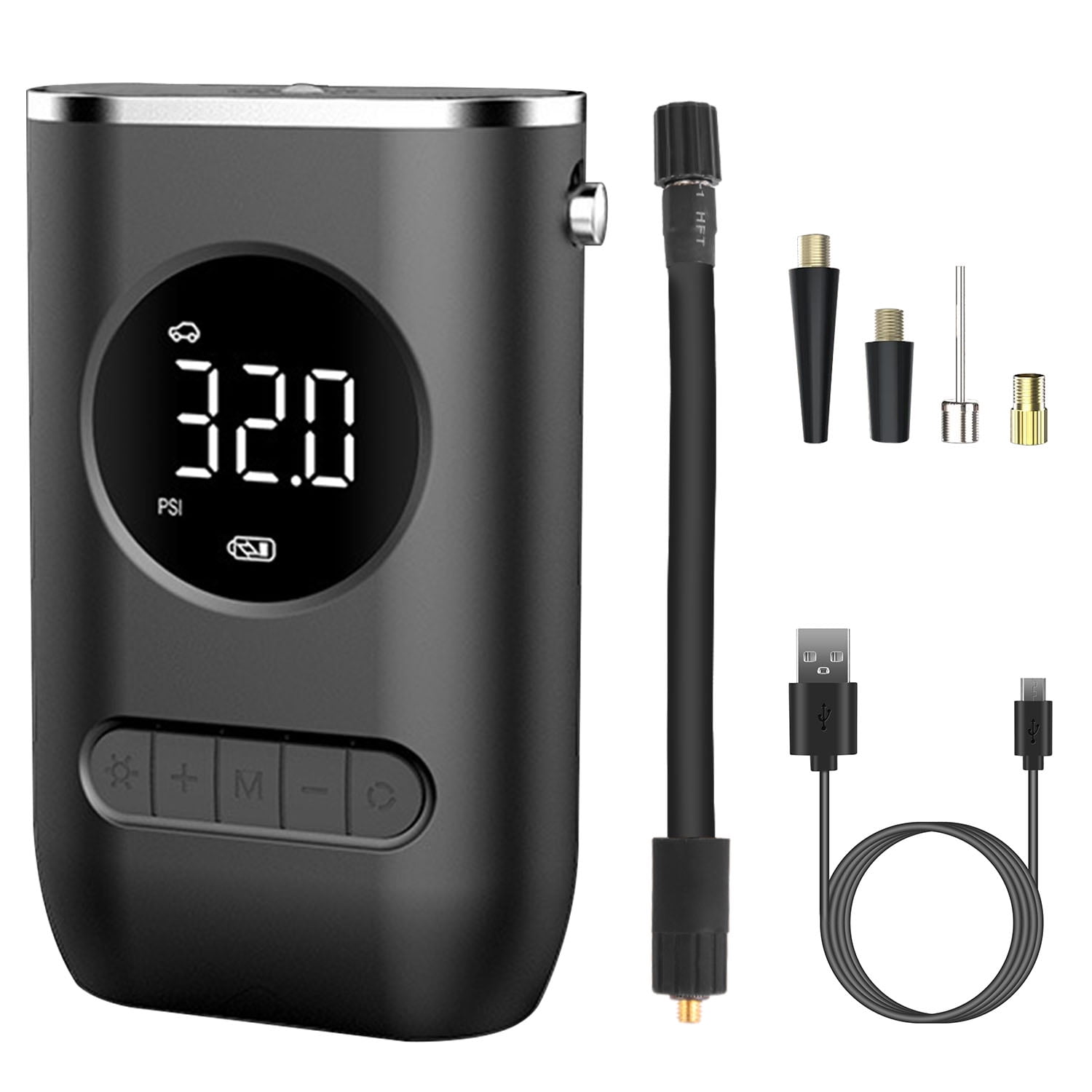 iMounTEK 150 PSI Tire Inflator, Portable Air Compressor Bicycle Pump with Digital Pressure Gauge LED Light Mini Rechargeable Tire Pump Electric Air Pump for Car Bike Motorcycle Balls