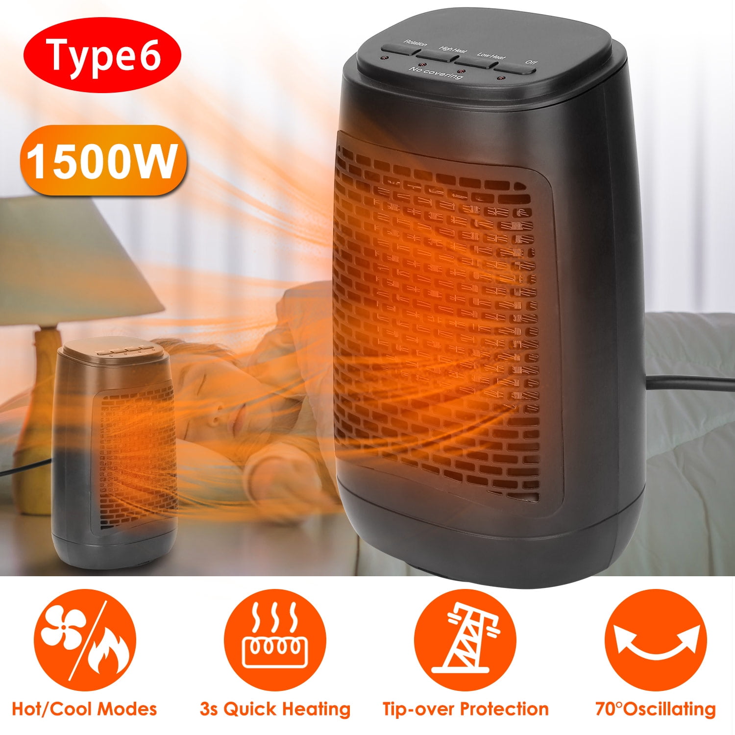 iMounTEK 300W Portable Electric Heater Mini Heating Fan Portable