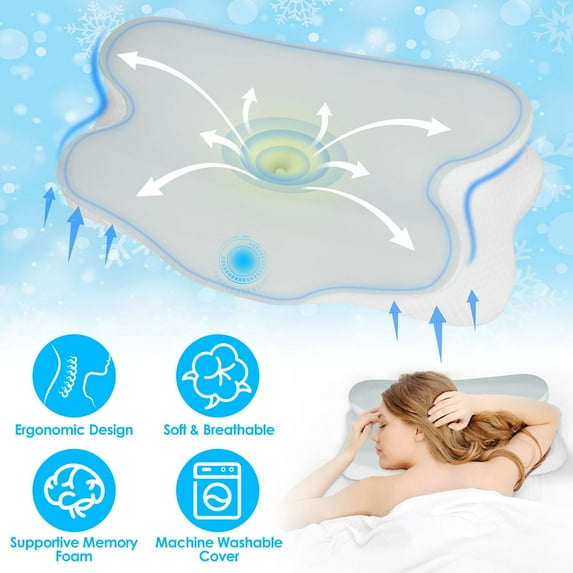 iMounTEK 1Pcs Memory Foam Pillows with Cooling Case Neck Support for Side Back Stomach Sleepers