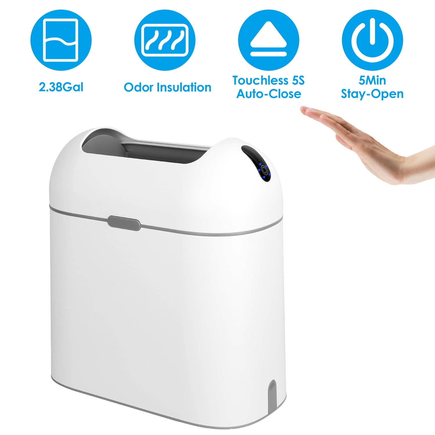 Moclever 2.38Gal/9L Automatic Kitchen Trash Can ABS Touchless Garbage