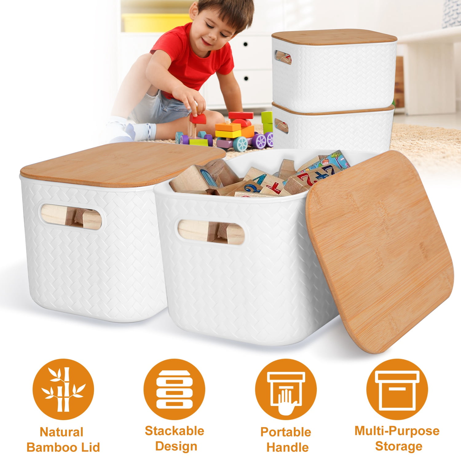 iMounTEK 2 Packs Plastic Storage Containers with Lids Stackable Storage Box for Organizing