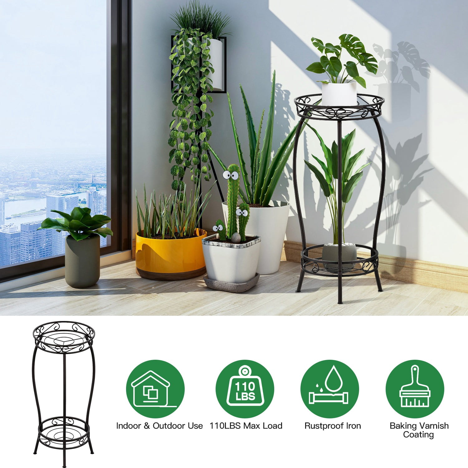 Moclever 2 Tier Plant Stand 26.57in Tall Plant Stand Indoor Outdoor ...