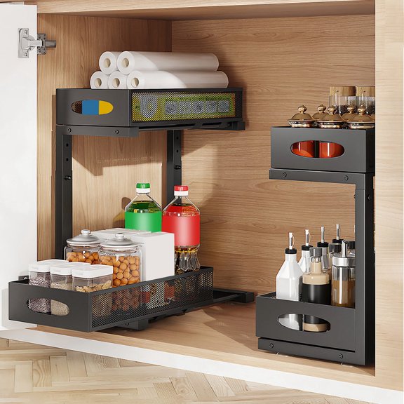 iMounTEK 2-Tier Under Sink Organizer Sliding Narrow Space Storage Cabinet Organizers, 2Packs