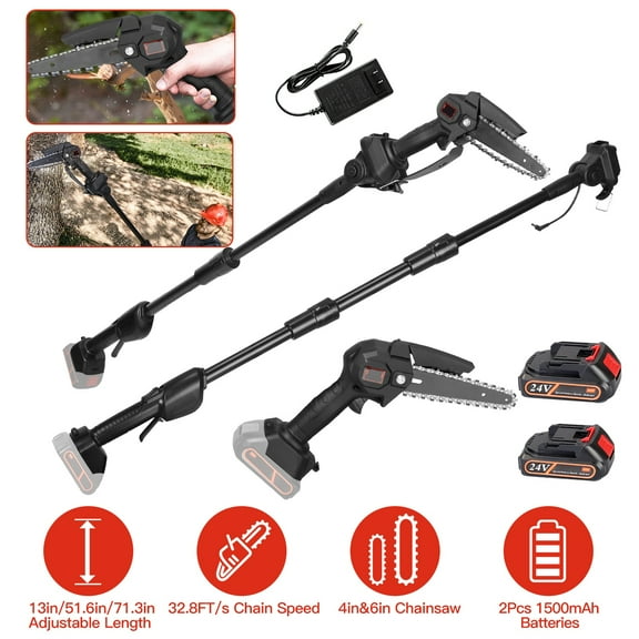 iMounTEK 2-in-1 Cordless Pole Saw Battery Powered & Mini Chainsaw, 5.9ft Max Reach, Cordless Pole Saw for Tree Trimming
