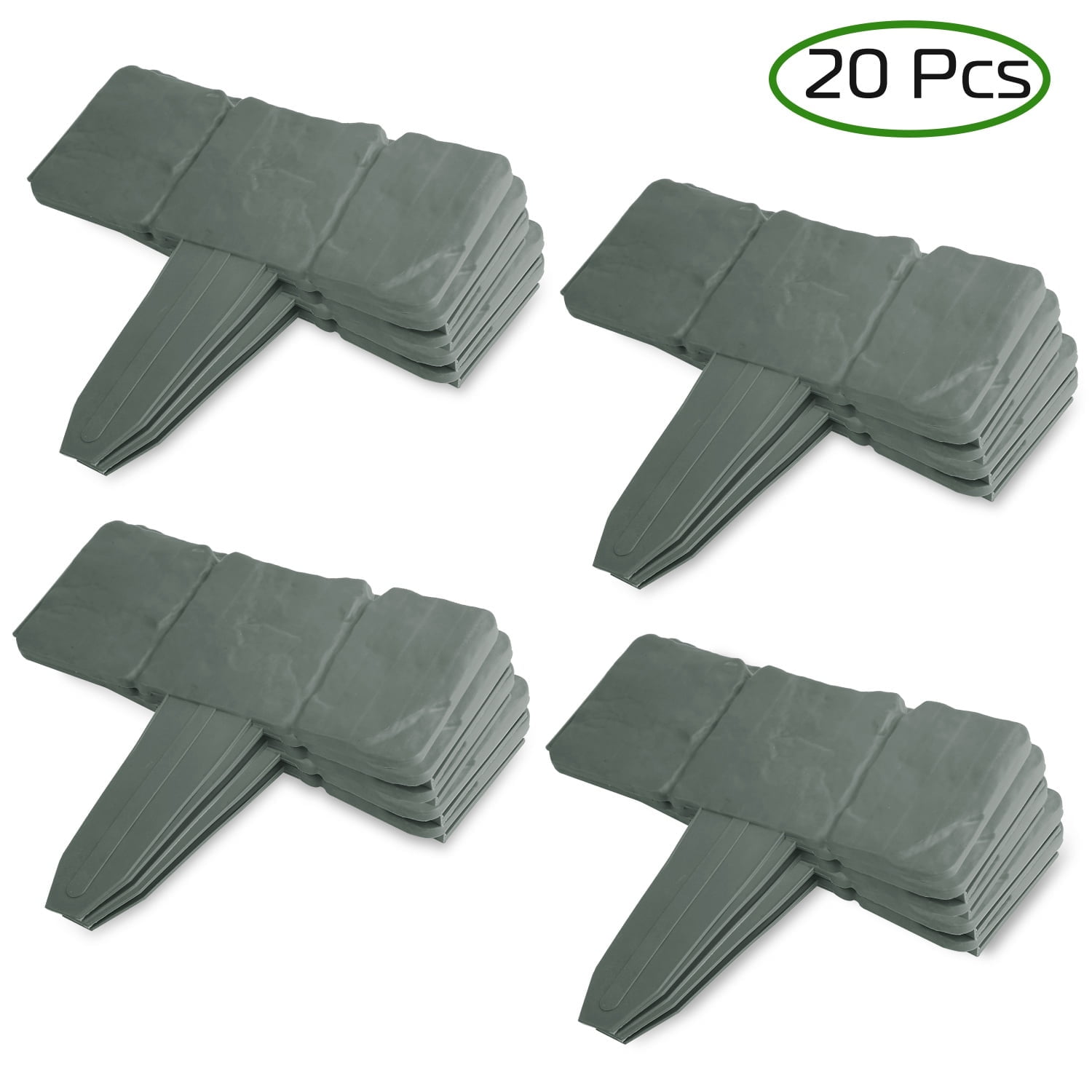 Gray Plastic Cobbled Stone Effect Garden Lawn Border Edging, 20 Pieces