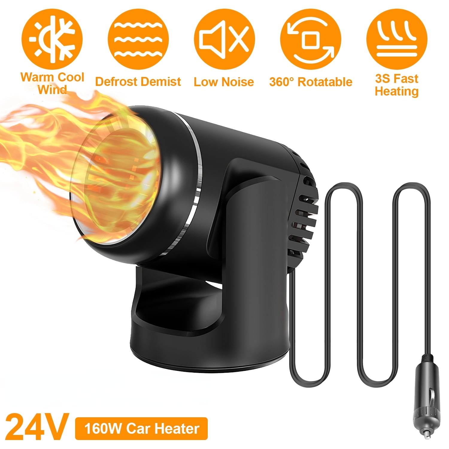 iMounTEK 24V 160W 2 In 1 Portable Car Heater Heating Cooling Fan