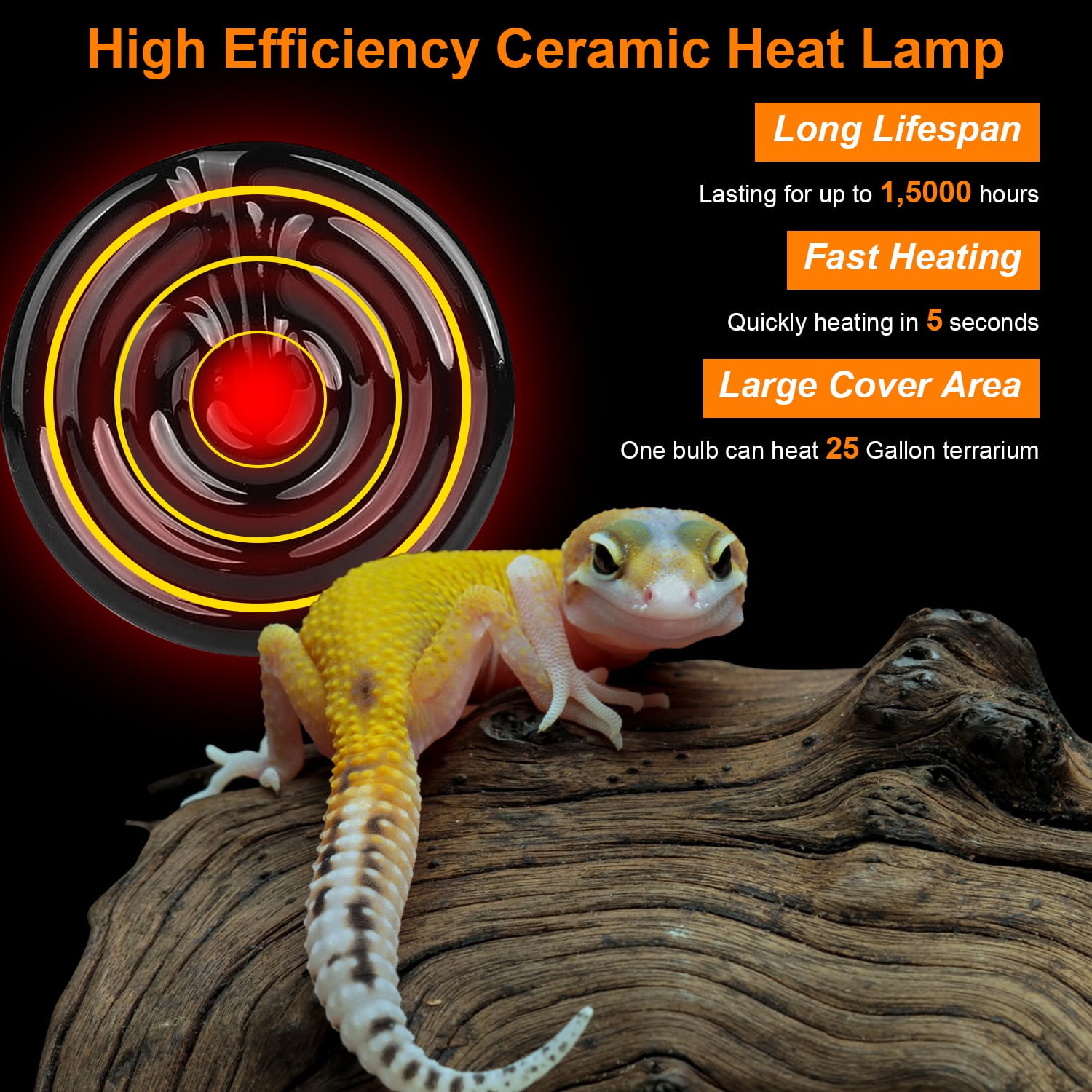 iMounTEK 2Pcs Ceramic Heat Lamp, 150W Infrared Reptile Heat Lamp No