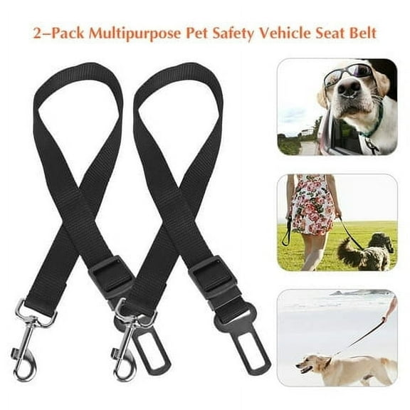 iMounTEK 2Pcs Dog Lead Seat Belt Buckle, Pet Dog Seatbelt Safety Lead Adjustable, Black