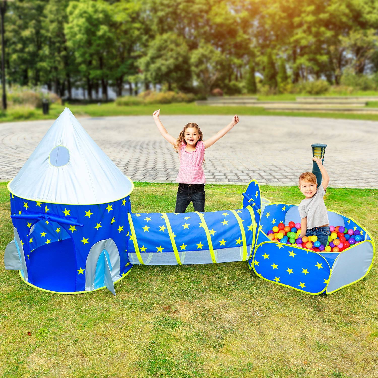 3 in 1 Kids Play Tent Kids Tent with Tunnel Foldable Kids Play House Indoor Outdoor Travel Use Pop up Kids Tent with Storage Bag for 1 4 Years Old