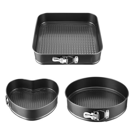 iMounTEK 3-Piece Steel Premium Nonstick Springform Pans Set, Heart Round Square Cake Pan