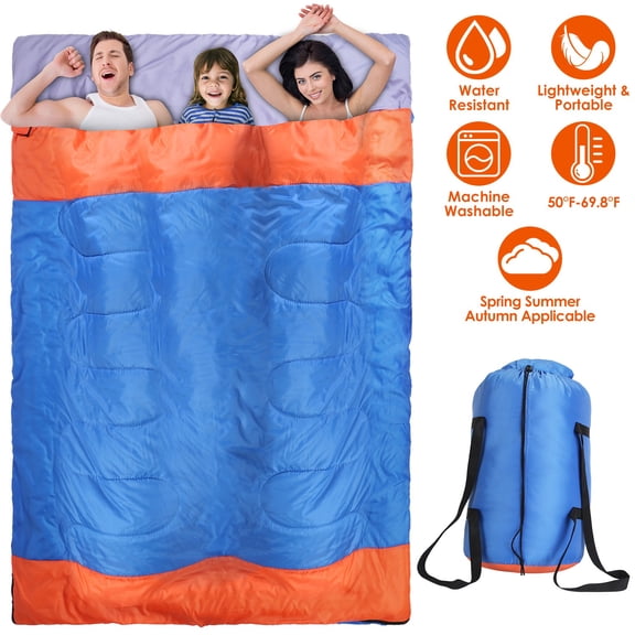 iMounTEK 3-Season Oversize Warm Weather Envelope Sleeping Bag with Carrying Bag, 3 Person Camping Sleeping Bags for Adult and Kid