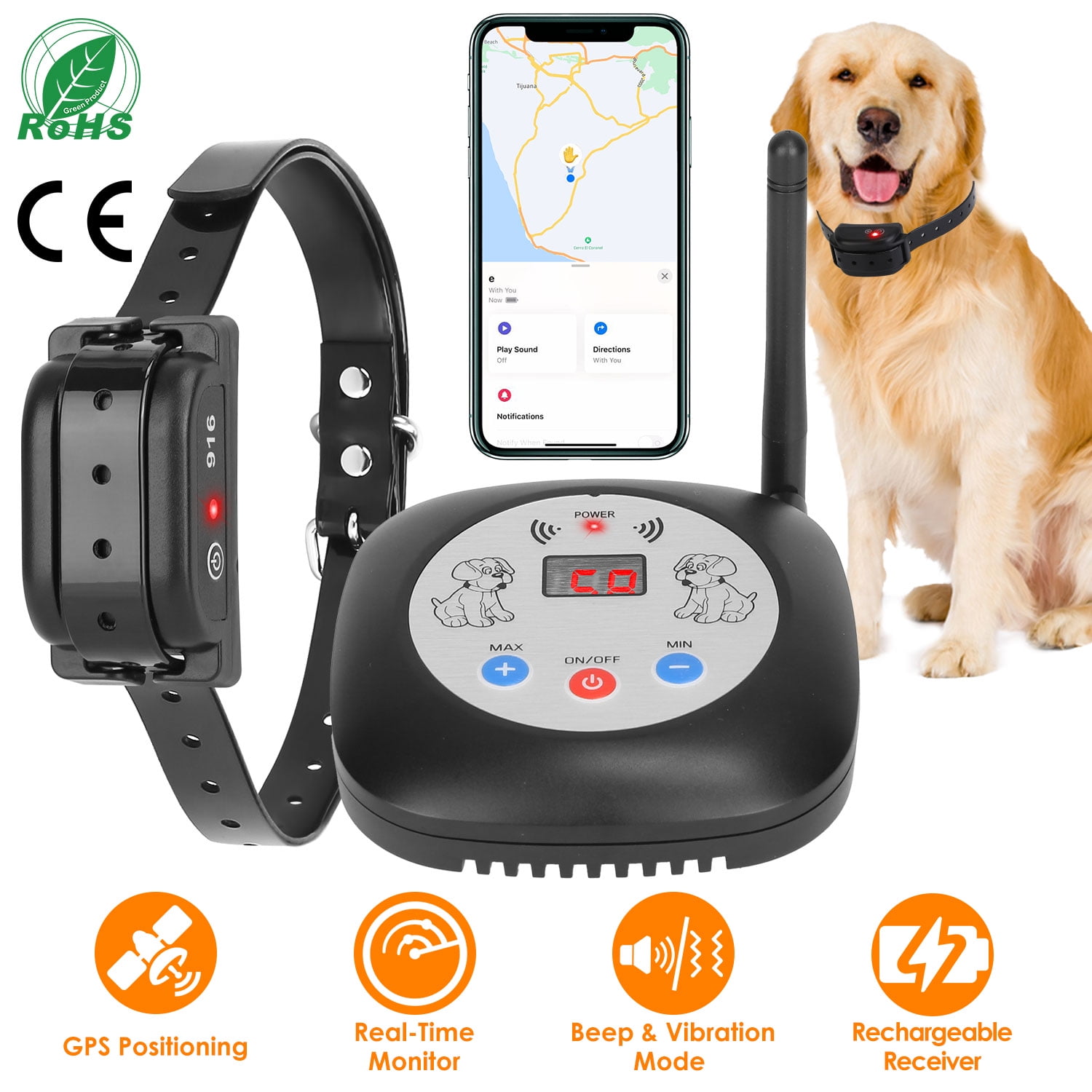 iMounTEK 328FT Electric Wireless Dog Fence System GPS Dog Tracker with