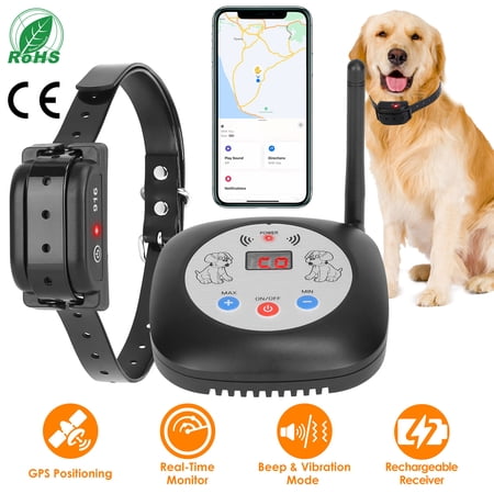 Moclever 328FT Electric Wireless Dog Fence System GPS Dog Tracker with GPS Location Monitor Range Adjustable Rechargeable Beep Vibration for Small Medium Large Dogs, 1 Transmitter 1 Receiver