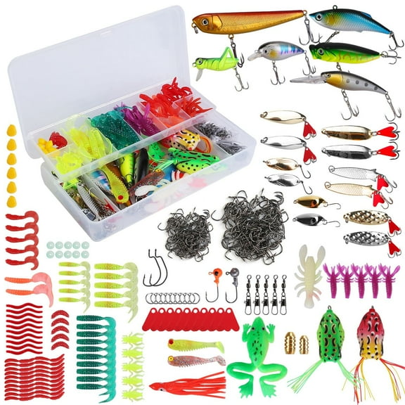 iMounTEK 375Pcs Fishing Lures Kit for Saltwater Freshwater Lifelike Popper Crankbaits Crickets Fishing Baits and Tackle Box