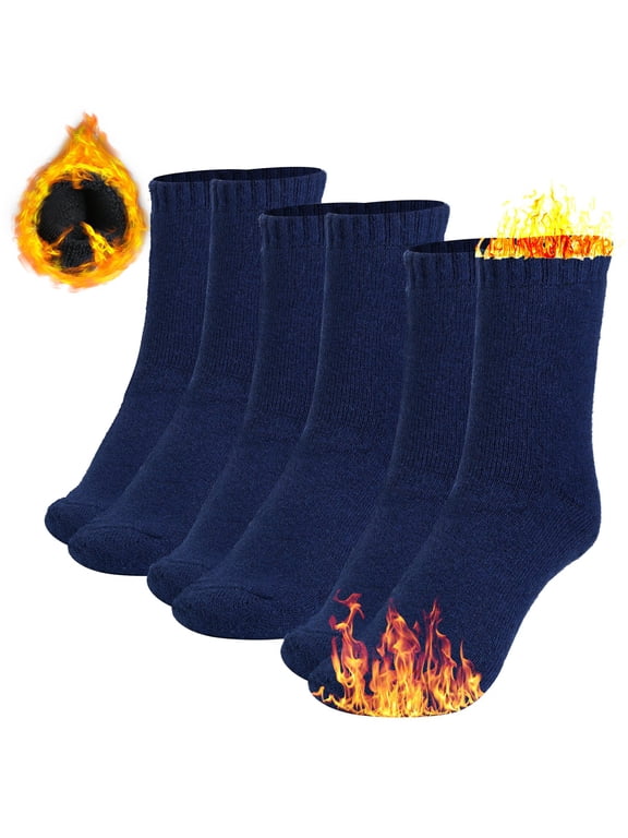 3Pairs Men Warm Wool Socks, Soft Cozy Winter Thermal Socks for Men, Thick Heat-Trapping Moisture Wicking Socks Indoor Outdoor