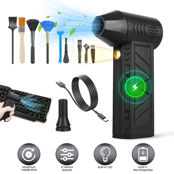 iMounTEK 4 Gear Compressed Air Duster 150000RPM Electric Air Duster with LED Light Cordless Air Blower for Keyboard Electric Devices Cleaning