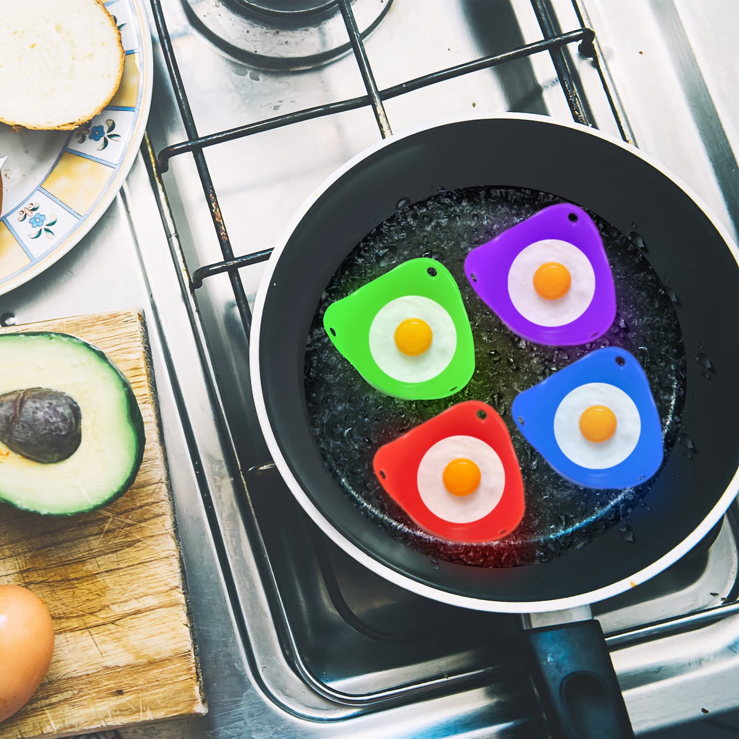 iMounTEK  4 Pack Egg Poachers Silicone Egg Poaching Cups BPA Free Non-Stick Poached Egg Maker for Microwave Stovetop Egg Cooking