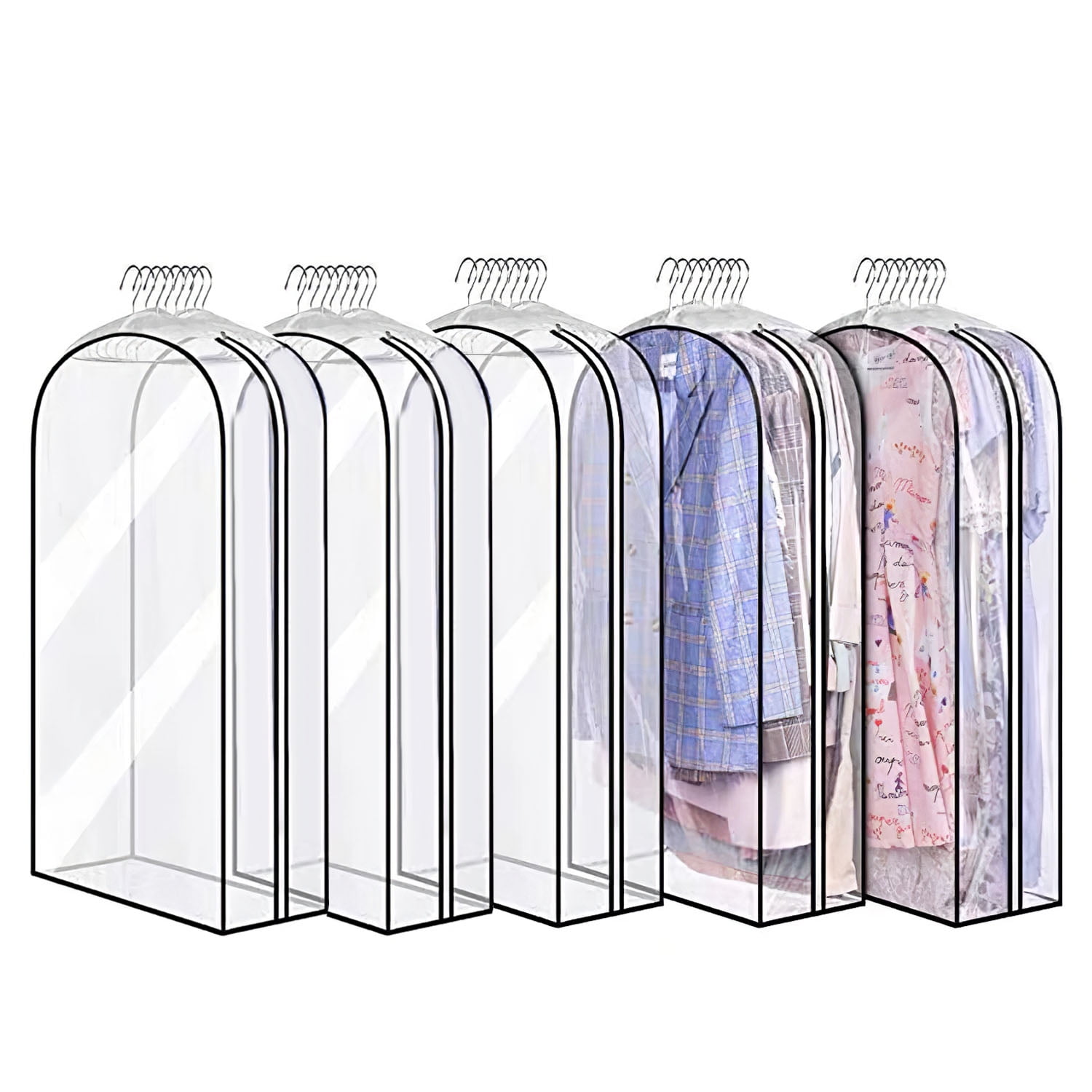 iMounTEK 40" Hanging Garment Bag for Closet Storage Suit Bag 10" Gusseted Dry Cleaner Bag Clothing Protector Cover for Coat, Jacket, Sweater, Travel, Wedding(5 Packs)