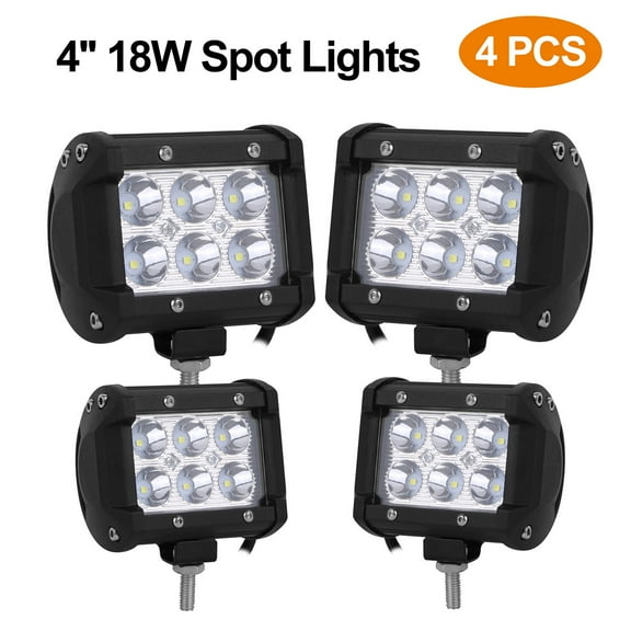 Moclever 4In 18W Dual Row LED Waterproof Spot Light Pod Cube Light for Off-Road, SUV, ATV, UTV, Trucks, Marine, Trailer, Forklift, Motorcycle, Boat, Heavy Duty etc.4 Pcs