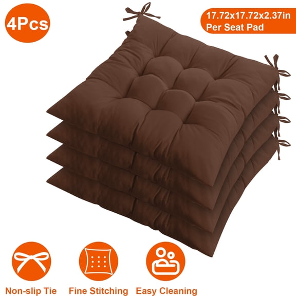Imountek 4Pcs Chair Cushion, 17.72x17.72x3.15in Soft Tie On Square Seat Cushions for Home Office Car