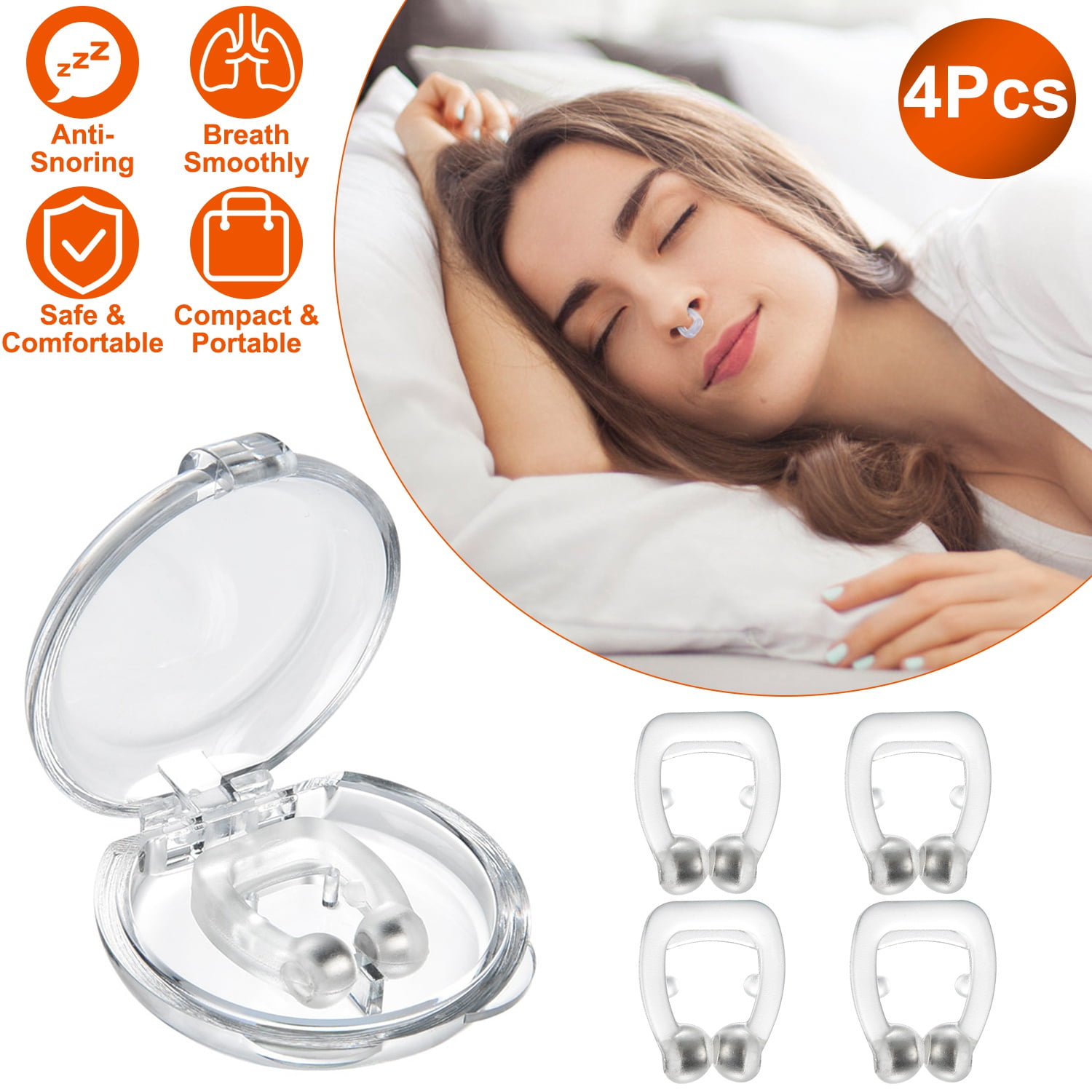 TeqHome 4Pcs Nose Clip Anti Snoring Device Sleeping Aid