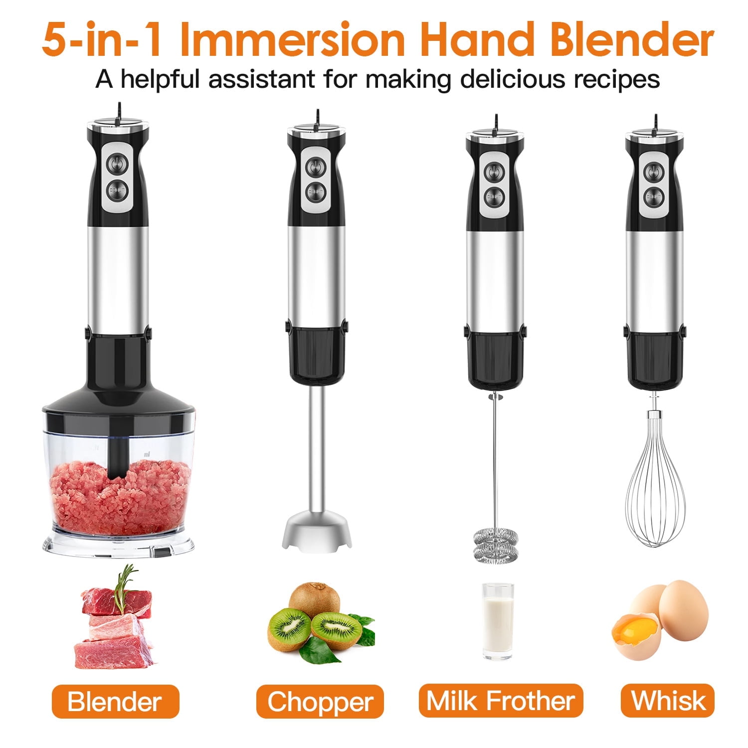 iMounTEK 5 in 1 Immersion Hand Blender Mixer, 1000W Handheld Stick