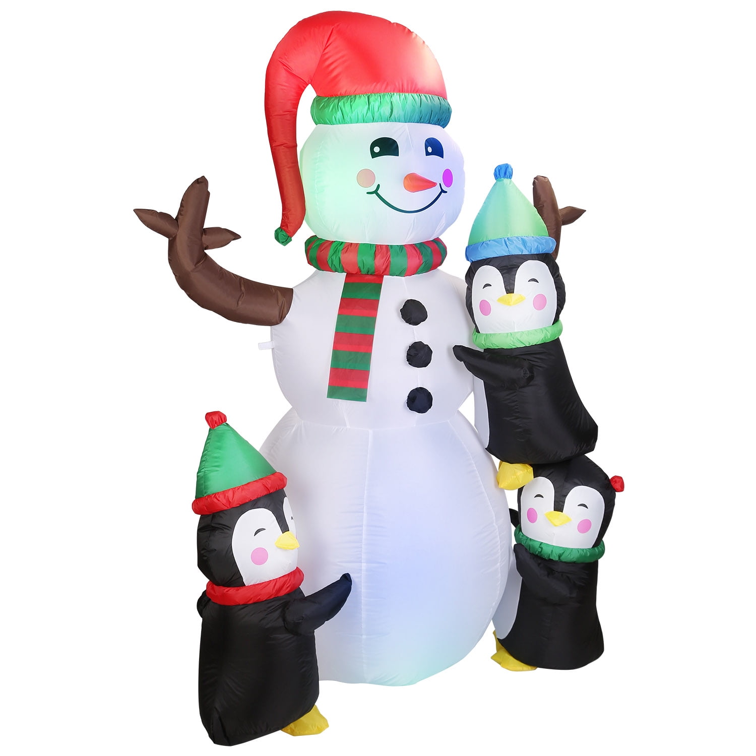 iMounTEK 5.9FT Christmas Inflatable Snowman with 3 Penguins, Blow up Penguin Blow Up Christmas Decoration