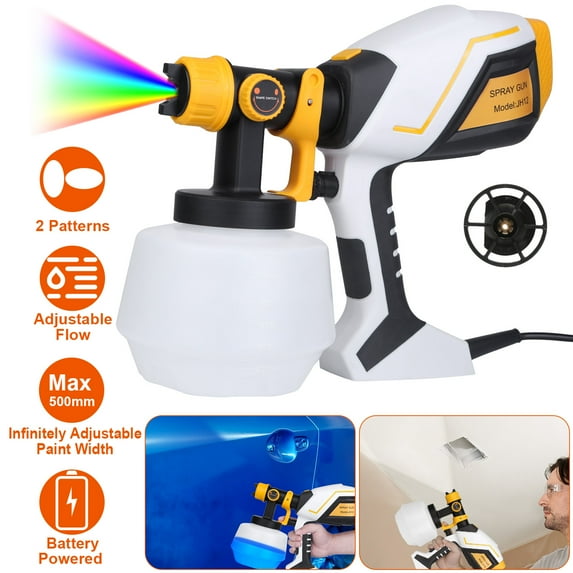 Moclever 550W Electric Paint Sprayer HVLP Spray Painting Gun Handheld Painter with Different Spray Patterns 1200ML Detachable Container Flow Length Width Adjustable