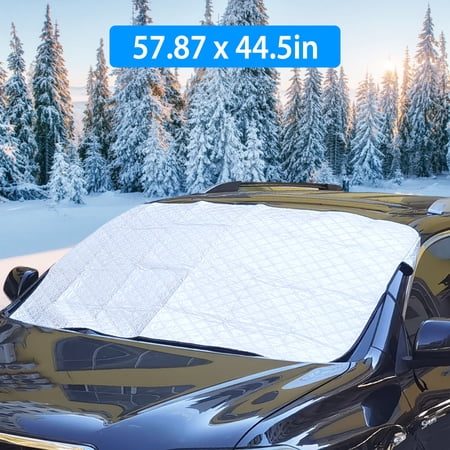 TeqHome 57.87x44.5In Car Windshield Snow Cover Windproof Magnetic Car Windscreen Cover Frost Ice Protection with 3 Magnets