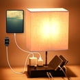 thumbnail image 1 of TeqHome 60W Fully Dimmable Table Lamp for Bedroom Living Room with Dual USB Ports E26 Bulb Included, 1 of 12