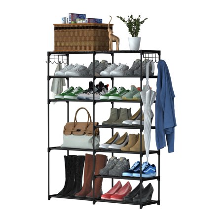 iMounTEK 7-Tier Shoe Rack for Entryway Closet, 24-30 Pairs Shoes Shelf Storage Organizer for Shoe Boots Stackable Cabinet, Black