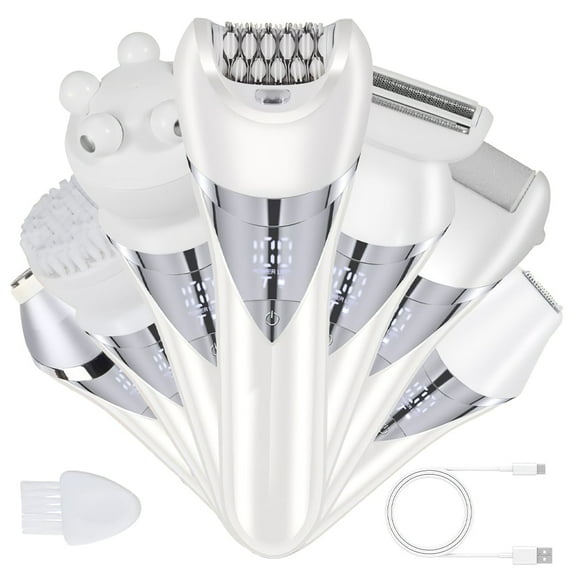 iMounTEK 7 in 1 Wet and Dry Use Electric Razor for Wome, Whole Body Trimmer and Shaver Kit, White
