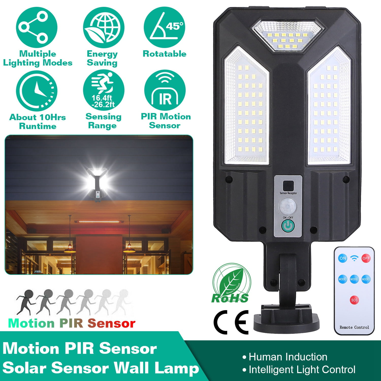 iMounTEK 87 LED Beads Solar PIR Motion Sensor Flood Lights with Remote