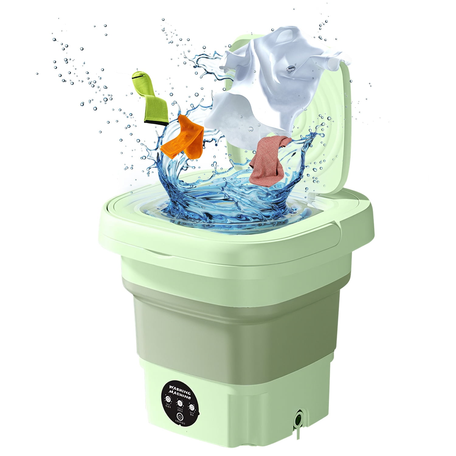 iMounTEK 8L Folding Mini Washer with 3 Modes Deep Cleaning of underwear, baby clothes, Portable Washing Machine for Apartments, Dorm, Camping, RV, Travel Laundry[Green]