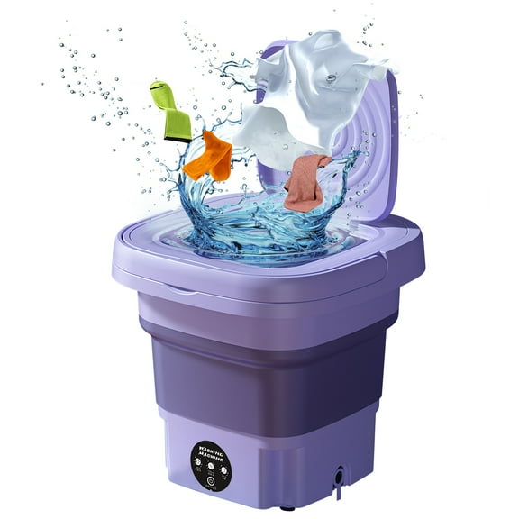 iMounTEK 8L Folding Mini Washer with 3 Modes Deep Cleaning of underwear, baby clothes, Portable Washing Machine for Apartments, Dorm, Camping, RV, Travel Laundry[Purple]