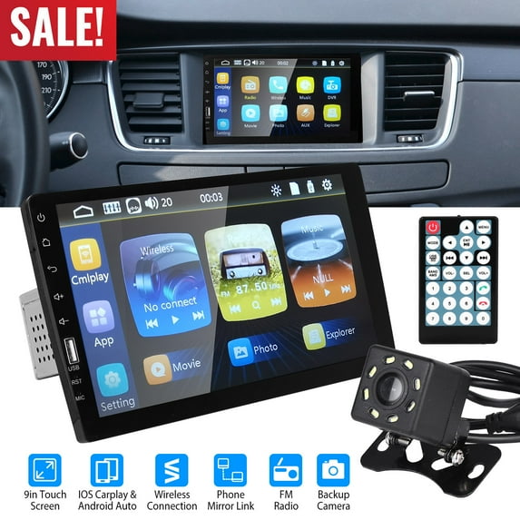 TeqHome 9 Inch Universal Voice control function: This Wirelesee Car Stereo Play 1080P HD Touch Screen Car Audio with Wirelesee, USB FM AUX, MP5/4/3 Player, GPS Navigation, Mirror Link, Back up Camera